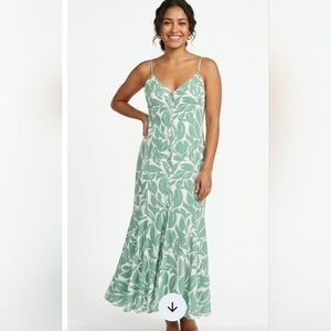 Vici Mint Green Leaf Print Maxi Dress,  Size M